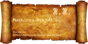 Mathicza Miklós névjegykártya